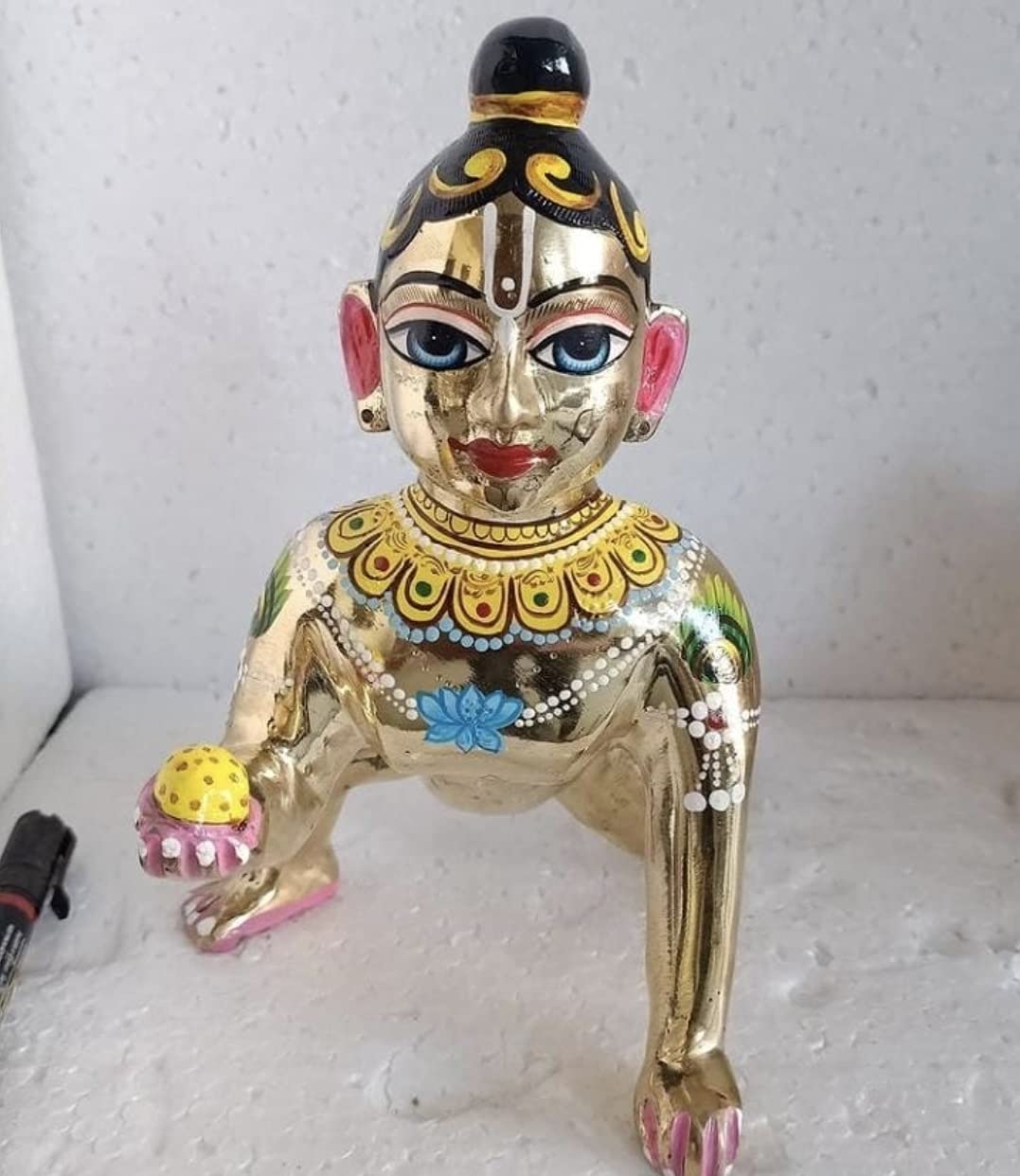 Brass Hand Painted with Acrylic Colors laddu Gopal, kahna, krishana Idol Statue showpiece for Home Decor, Temple